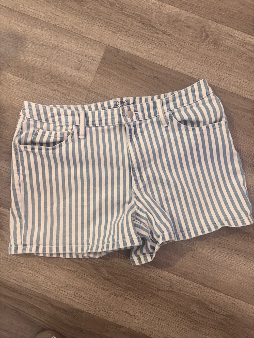Universal Thread Blue and White Striped Denim Shorts